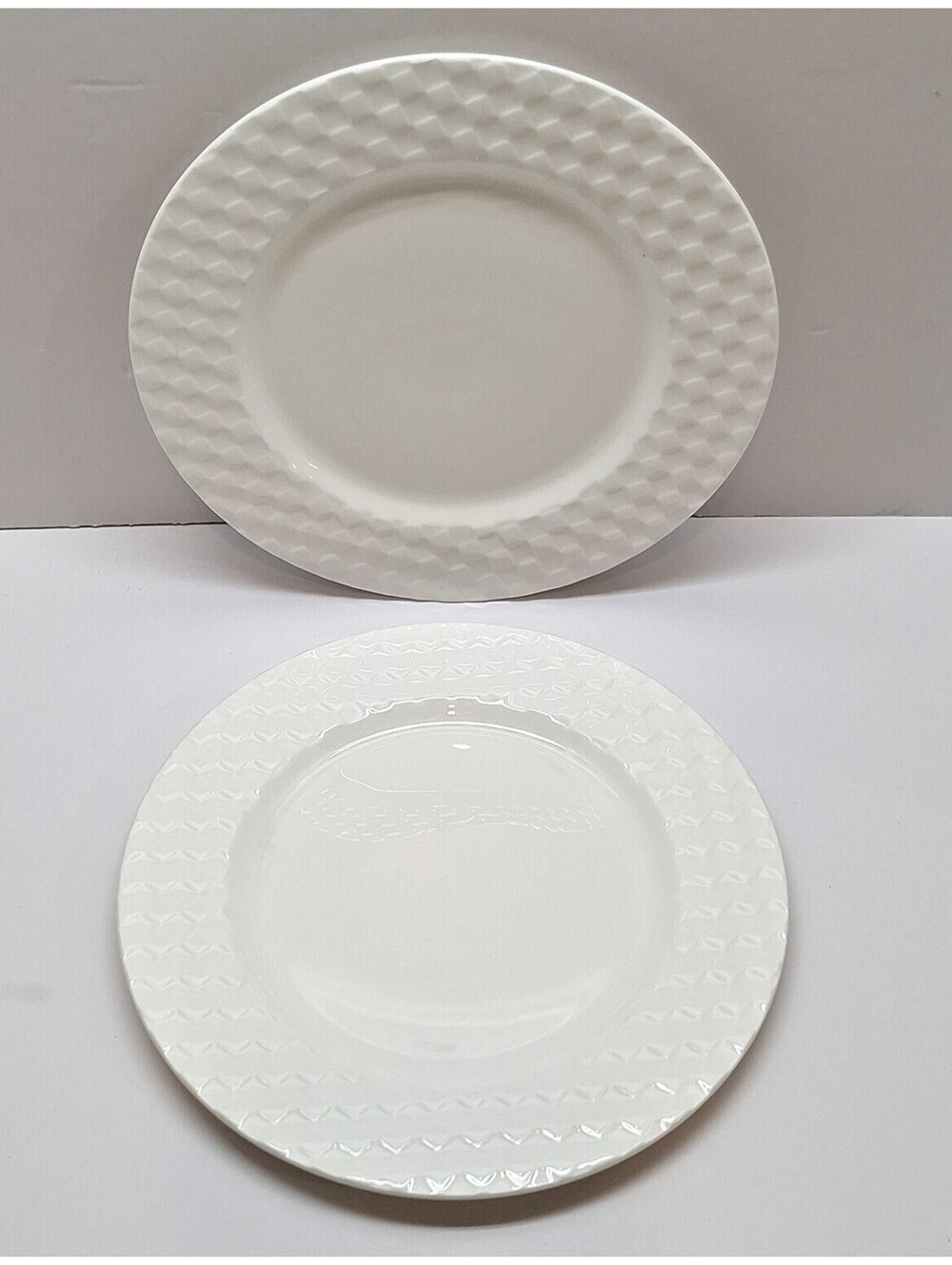 ROSCHER Basketweave lot of 2 Salad Plates. 8 1/8" White Embossed Porcelain